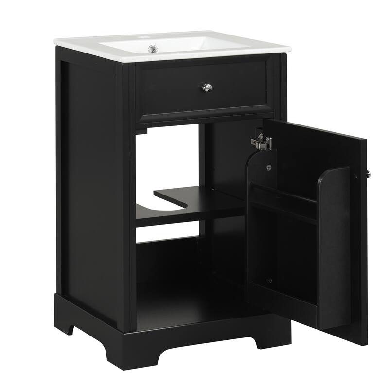 20" Bathroom Vanity with Sink, Bathroom Cabinet with Soft Closing Door, Storage Rack and Adjustable Shelve