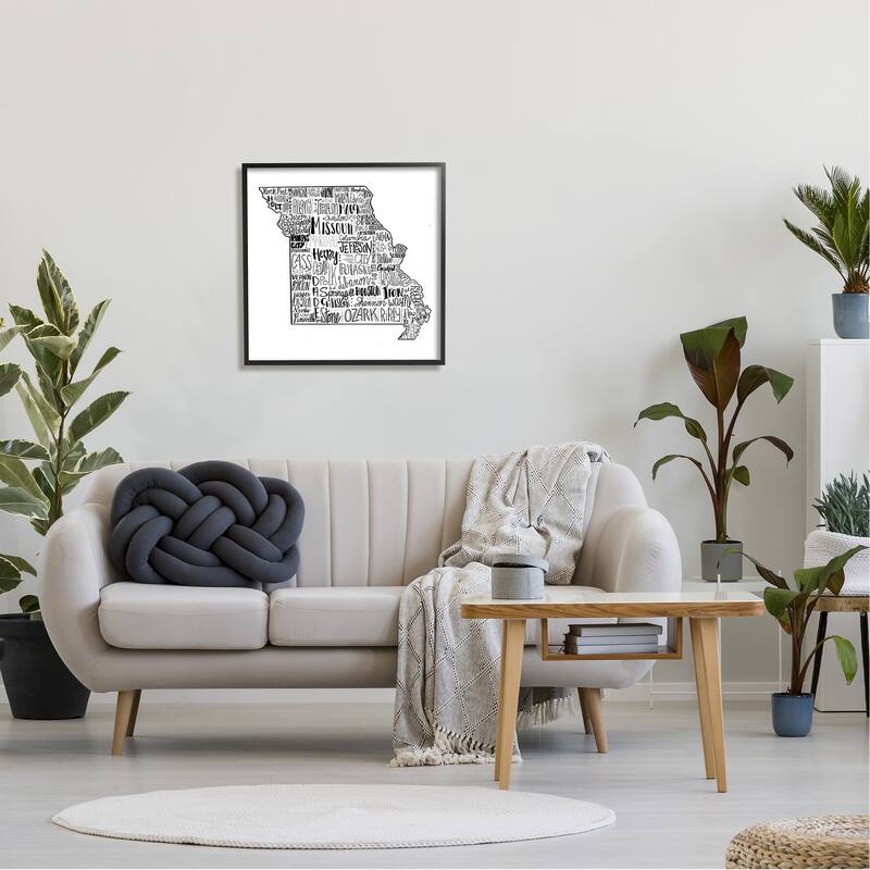 Stupell Various Typography Missouri State Framed Giclee Texturized Wall Art, Design By The Saturday Evening Post