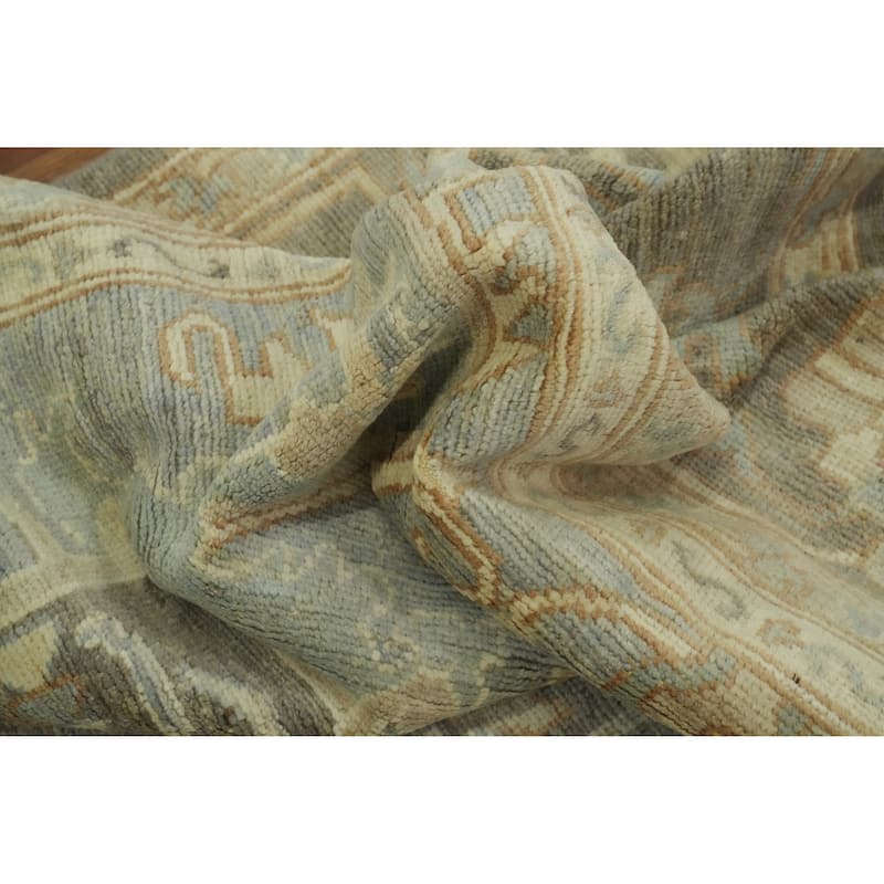 Vegetable Dye Wool Oushak Turkish Large Rug, Floral Geometric Carpet - 14' 3'' X 10' 0''