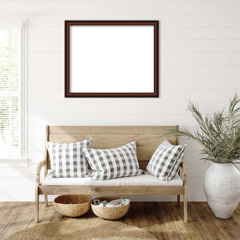 Amanti Art Cyprus Walnut Narrow Framed Dry Erase Magnetic Board