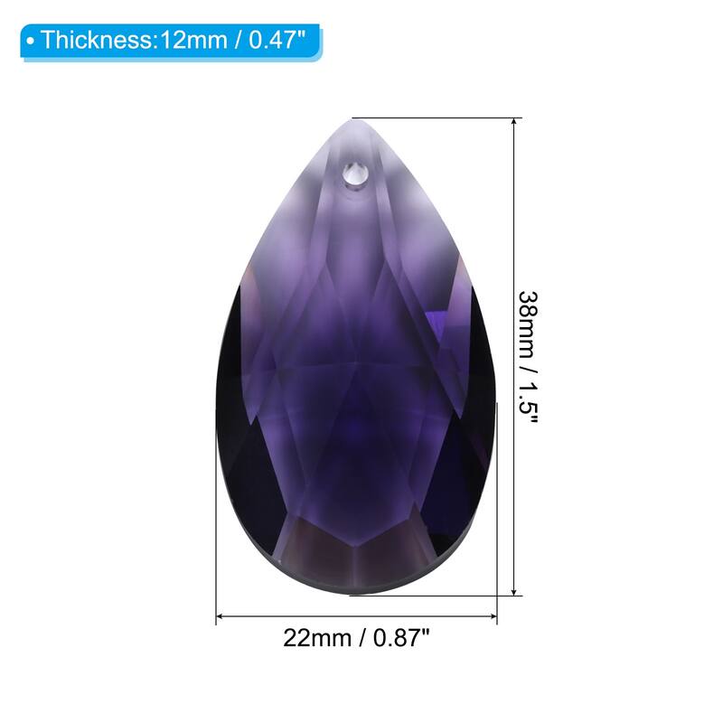 K9 Crystal Pendants Teardrop Beads, 10 Pack 38mm Chandelier Prisms DIY - Dark Purple