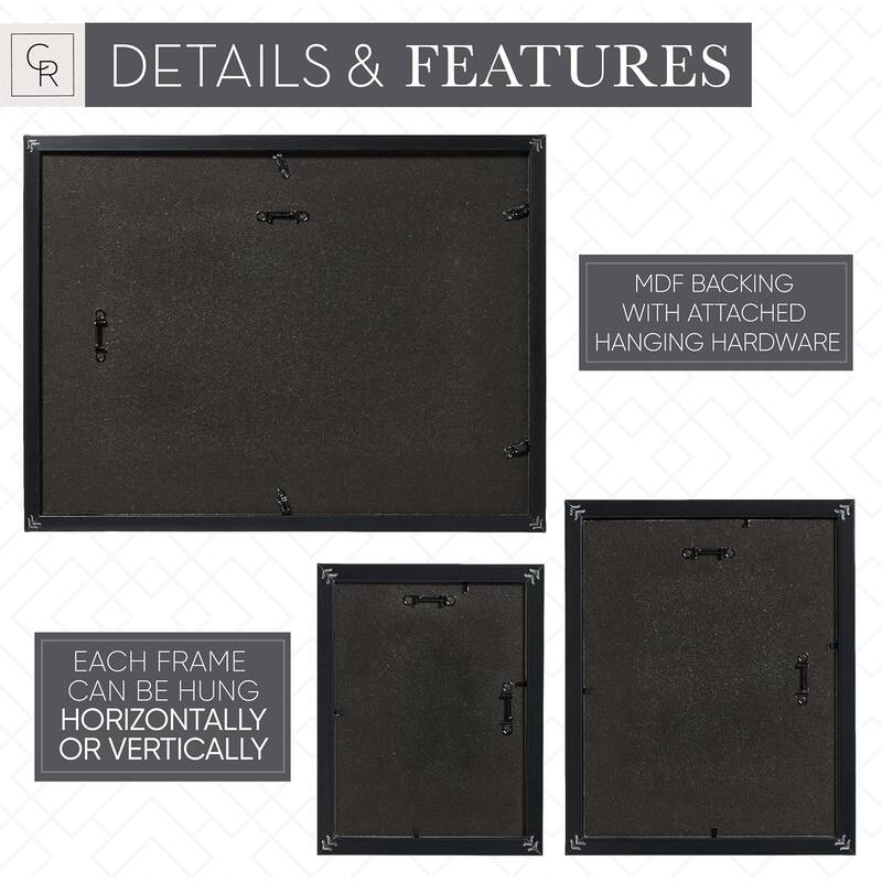 Camden Reed 7 Piece Gallery Wall Frame Set, (1) 12x16 Inch, (2) 8x10 Inch, and (4) 6x8 Inch, Black/Gold