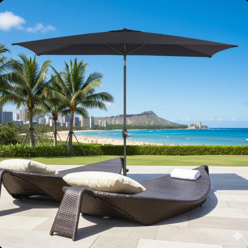 10ft rectangular patio umbrella Sofucor 6.5 x 10 ft Rectangular Patio Umbrella with Crank,Tilt,UV-Resistant Canopy for Pool,Backyard & Patio