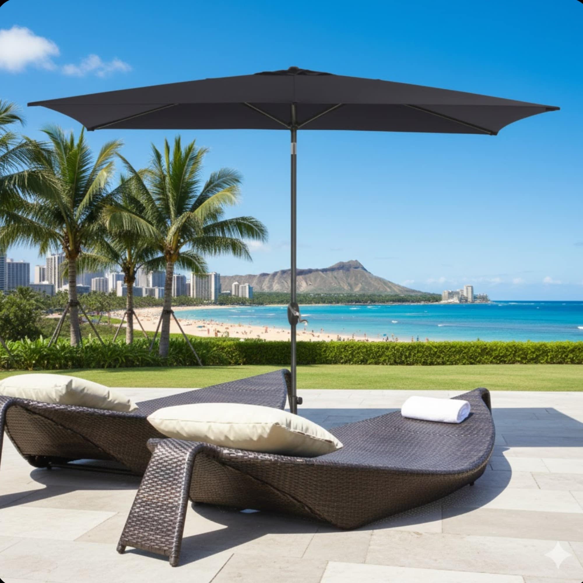 6.5 x 10 patio umbrella Yaheetech 6.5x10FT Rectangular w/Easy Tilt & Crank, Tan and anyone needing affordable TheLAShop 10'x6.5' 6-Rib Patio Rectangular