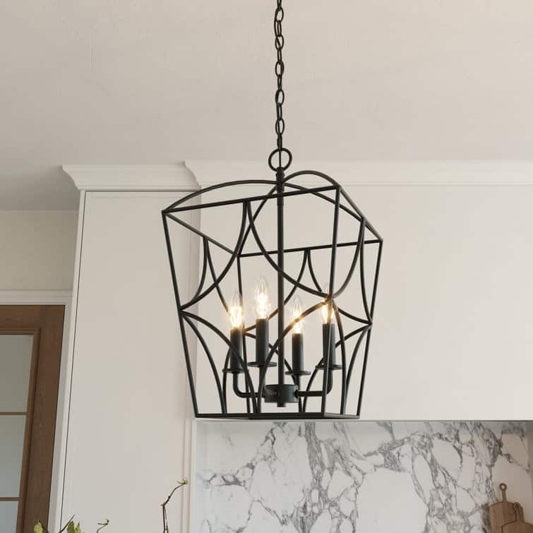 Acroma 4 - Light Steel Dimmable Lantern Geometric Chandelier
