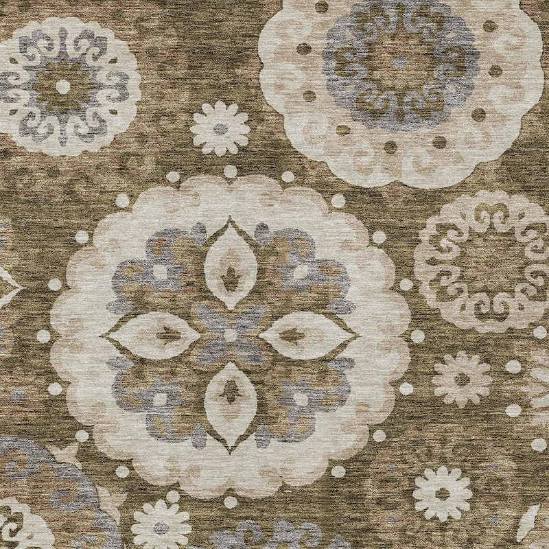 HomeRoots Floral Medallion Transitional Rectangle Outdoor Rug
