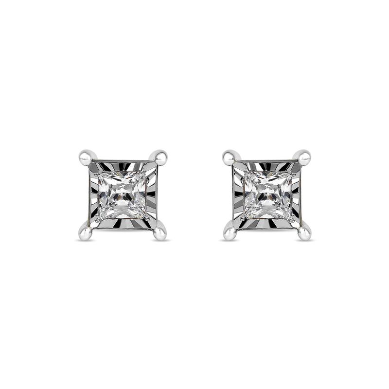 1/20ct to 3/4ct TDW Diamond Solitaire Stud Earrings in Silver for Women