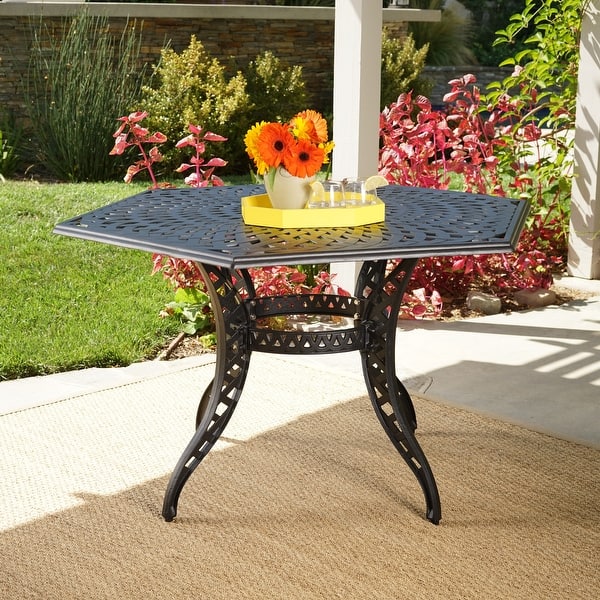 bronze cast aluminum patio table with umbrella hole Antique Square Bar Height Artisan Furniture MFG. Inc Durable high Darlee Series 60 Bar Table