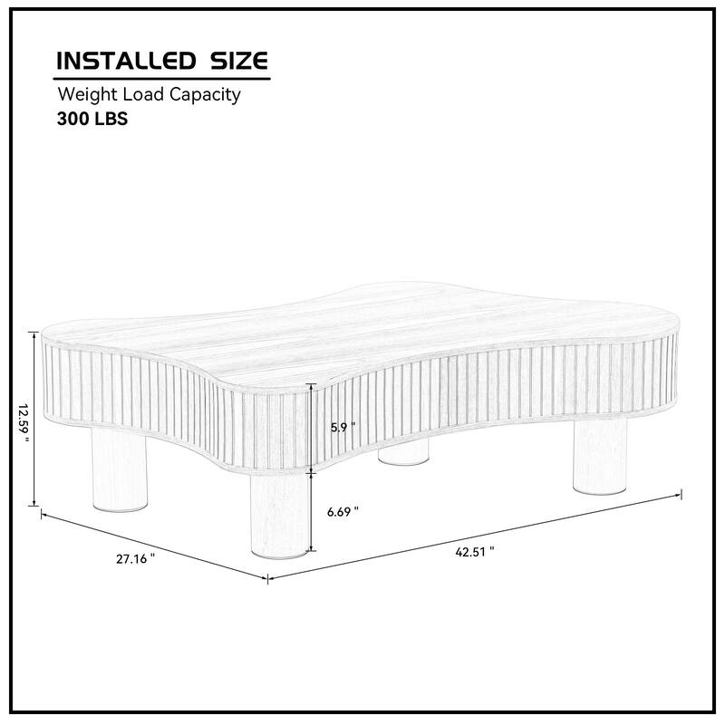 42.52 Inch Modern Wooden Handcraft Drum Coffee Table Irregular Shaped Coffee Table,Small Coffee Table with Sturdy Pedestal