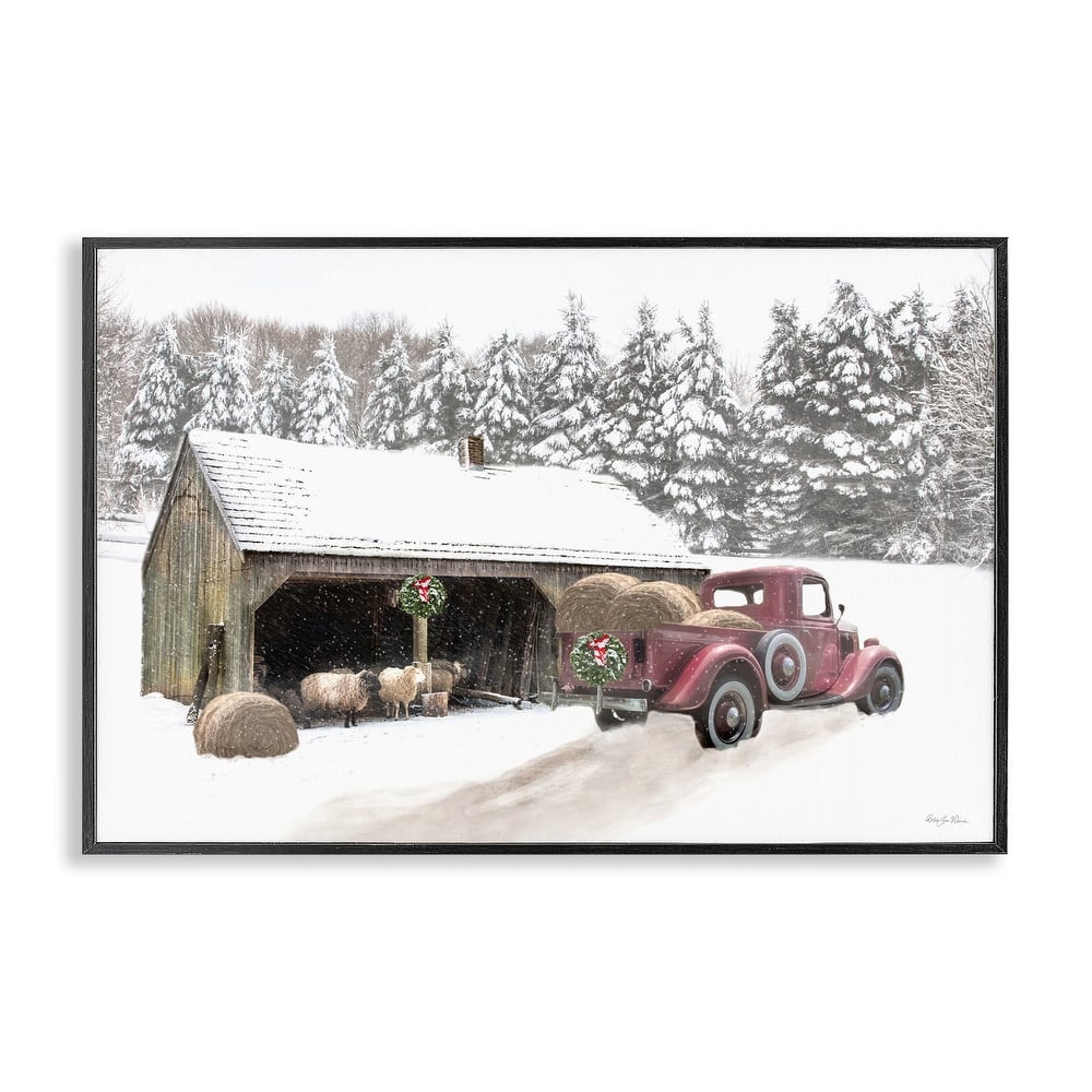 Stupell Snowy Winter Farm Sheep Framed Giclee Art Design By Robin-Lee Viera