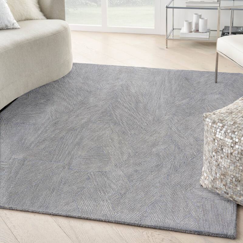 Michael Amini Abstract Linear Shimmer Area Rug - 5'3" x 7'3" - Slate