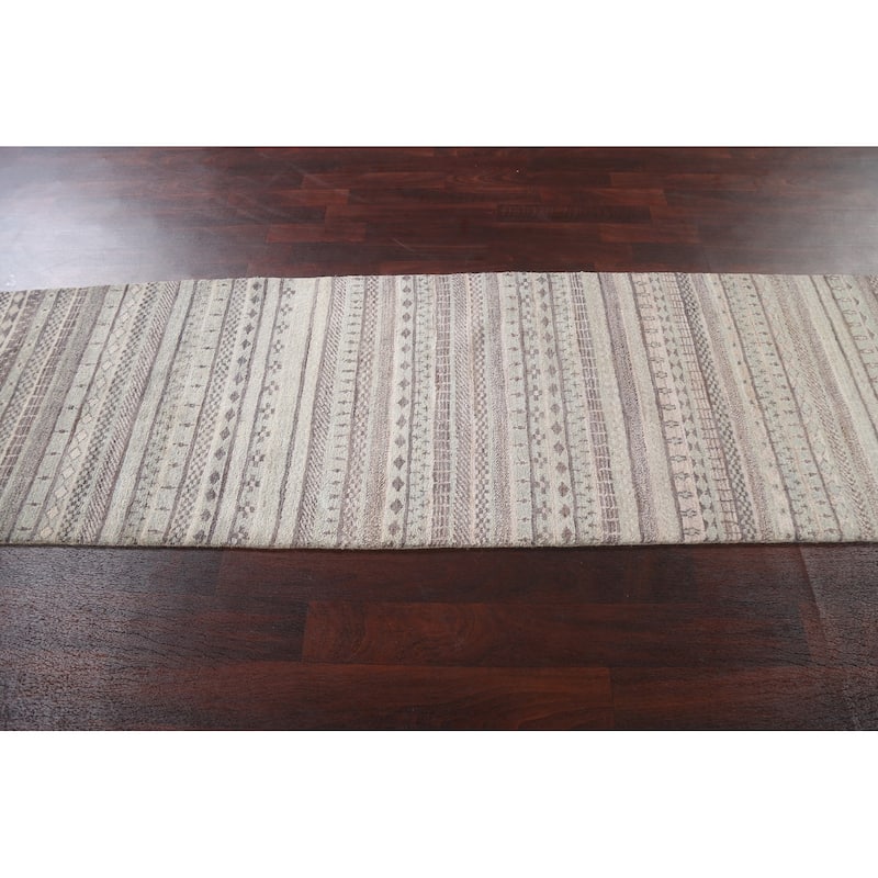 Contemporary Gabbeh Kashkoli Wool Runner Rug Handmade Oriental Carpet - 2'8" x 10'2"