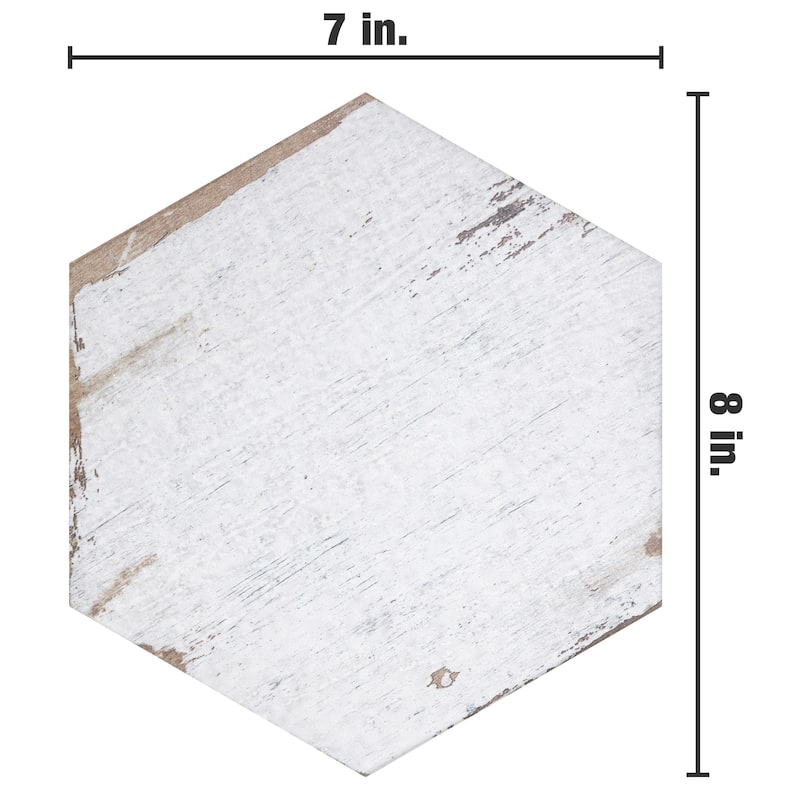 Merola Tile Retro Mini Hex Blanc 7" x 8" Porcelain Floor and Wall Tile