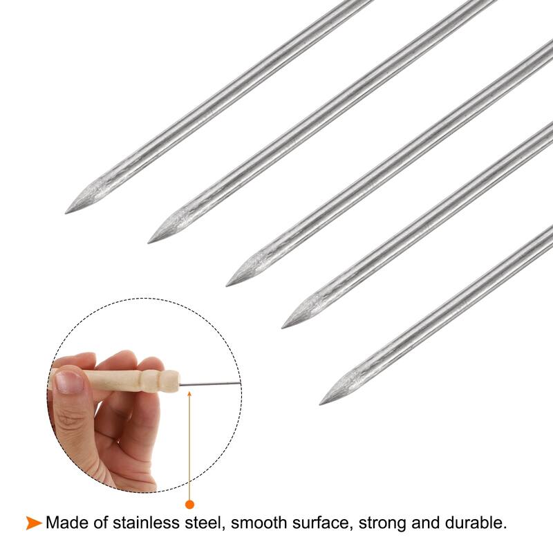 6pcs Kebob Skewers 34cmx1.6mm Round Sticks with Wood Grip Handle