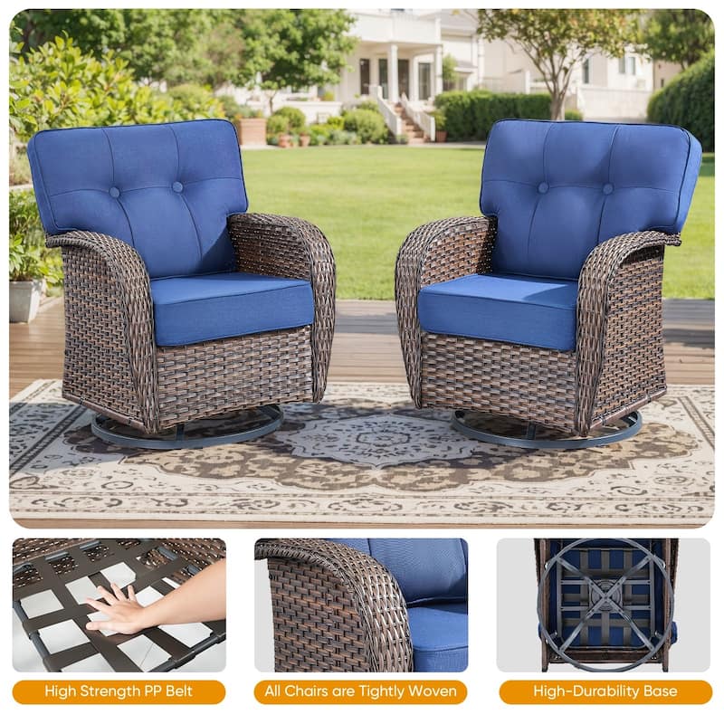Pocassy 5 Piece Ooutdoor Sofa with Swivel Chair Table