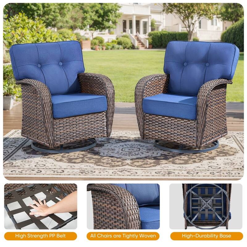 Pocassy Outdoor Swivel Chair Set Patio Funiture Chairs