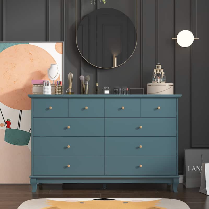 55.1" Wide Double Bedroom Dresser with Storage Drawers
