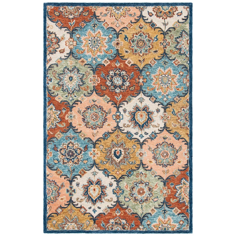 SAFAVIEH Handmade Heritage Medallions Traditional Wool Rug - 5' x 8' - Blue/Rust