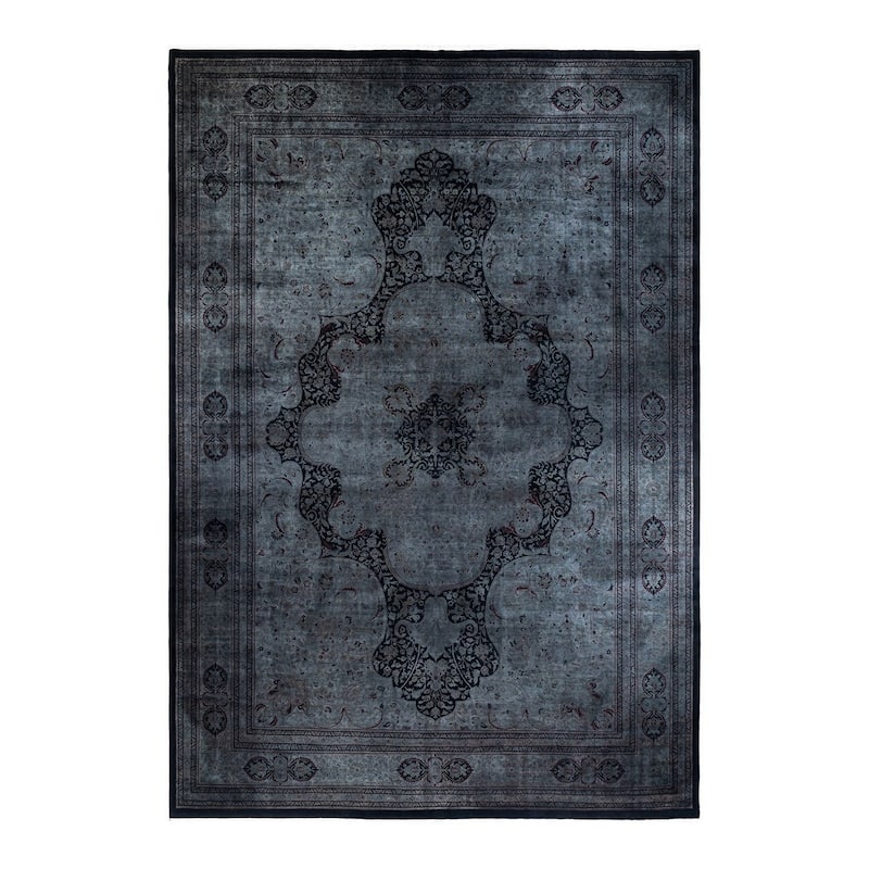 Overdyed, One-of-a-Kind Hand-Knotted Area Rug - Black - 12' 6" x 17' 10"