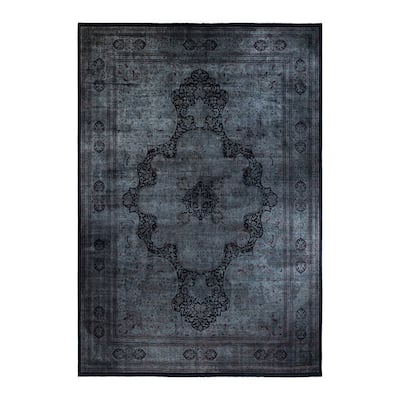 Overdyed, One-of-a-Kind Hand-Knotted Area Rug - Black - 12' 6" x 17' 10"
