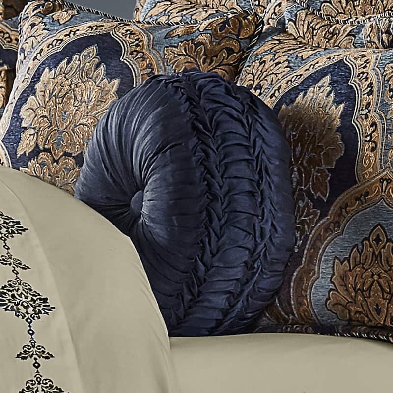 Five Queens Court Bristol Tufted Round Decorative Throw Pillow - Accent - Polyester - Indigo