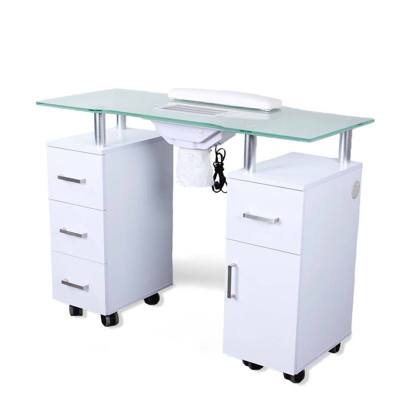 Manicure Table GLASGLOW WHITE Salon Nail Table Salon Furniture - N/A