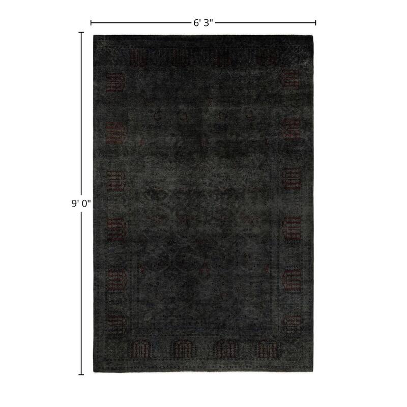 Overdyed One-of-a-Kind Hand-Knotted Area Rug - Black - 6' 3" x 9' 0"