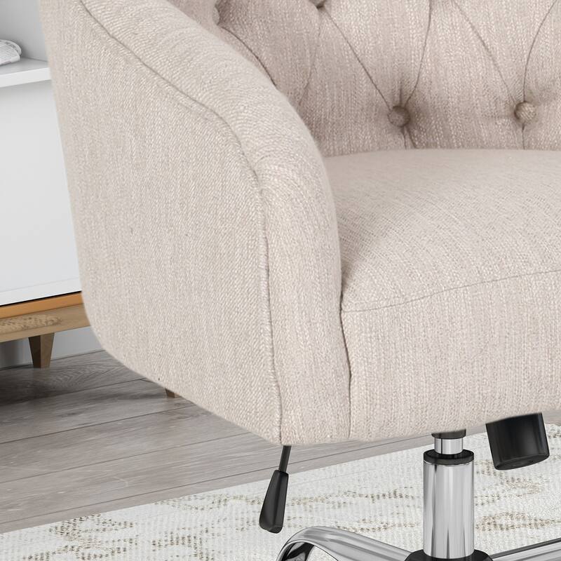 Button Tufted Diamond Stitching Office Chair Modern Swivel Chair with Upholstered Seat and Adjustable Height, for Office