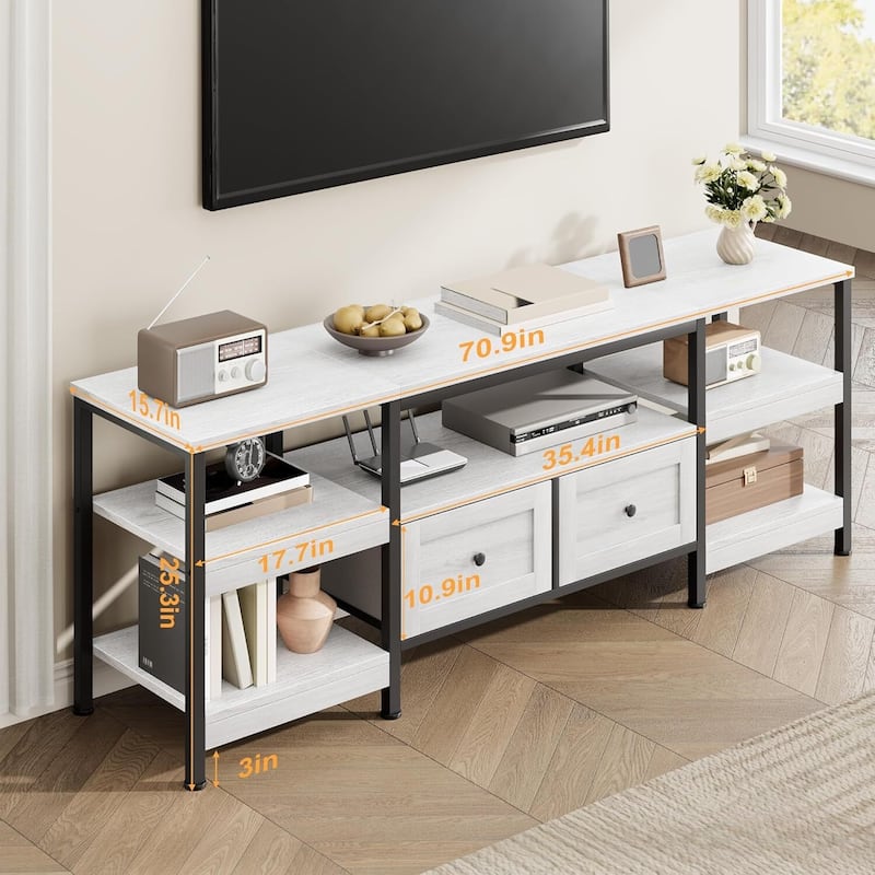 Rustic 71" TV Stand Media Console with 2 Drawers Entertainment Center for TVs Up to 75" - N/A