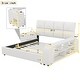 preview thumbnail 5 of 8, Queen Size Upholstered Platform Bed with Multimedia Nightstand & Storage Shelves Storage Bed Frame for Kids Teens Adults, White