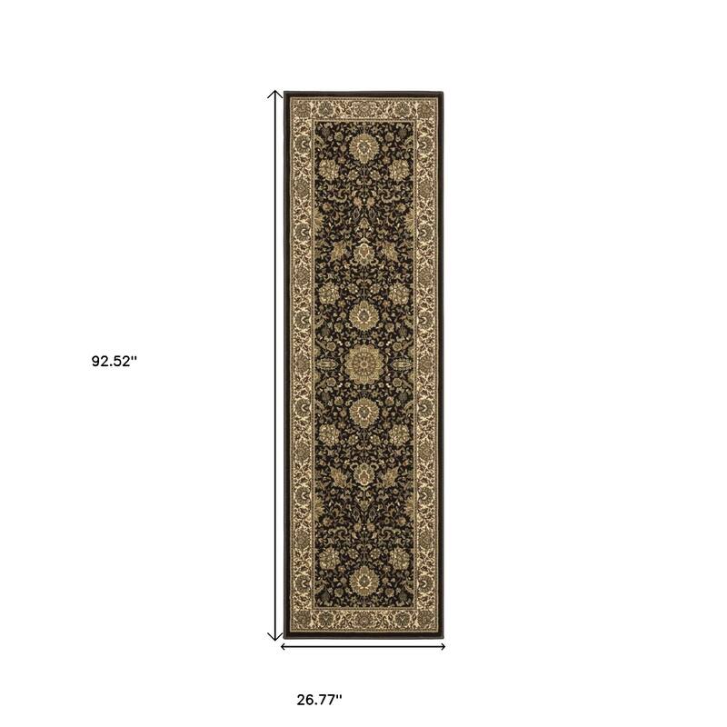 HomeRoots Oriental Traditional Runner Area Rug - 92.52 in. x 26.77 in. x 0.43 in.