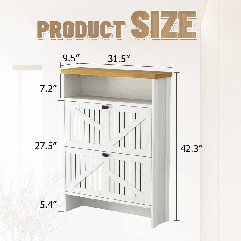 Multi-functional Modern Minimalist Natural The upper and lower folding four-layer MDF shoe cabinet