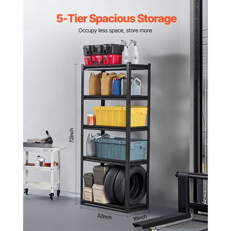 Black Steel Adjustable Garage Shelves, 3000 lbs Heavy-Duty Rack