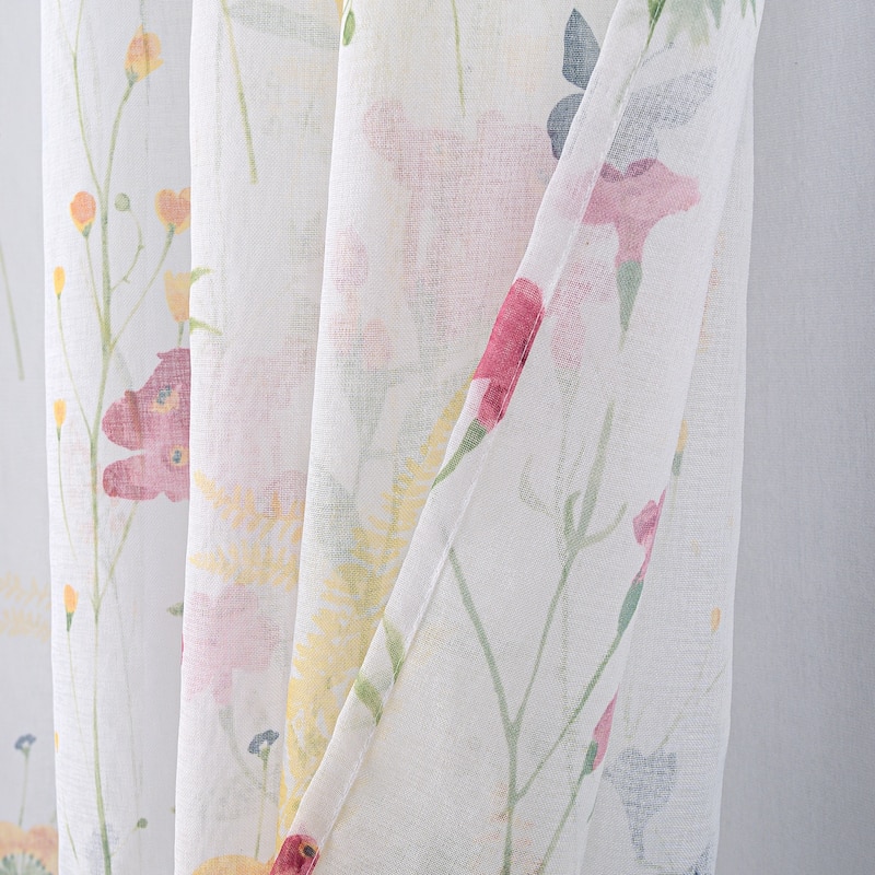 Kelce Floral Sheer Window Curtain Panel 90 inch