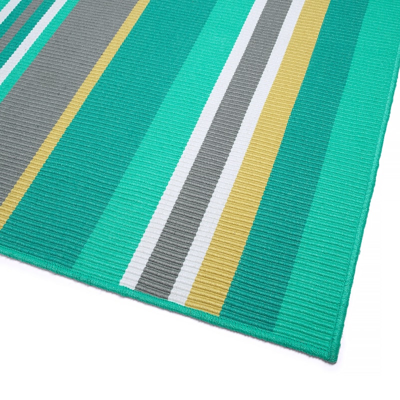 Voavah Teal Hand-Made Flatweave Indoor/Outdoor Area Rug