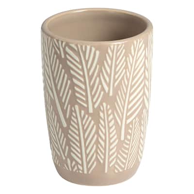 Embossed Leaf Tumbler - Taupe / White