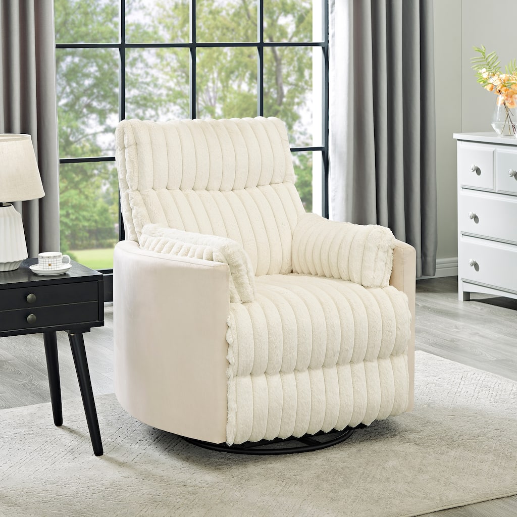 Swivel Recliner Chair with 360° Rotation, Manual Recline & Plush Arms