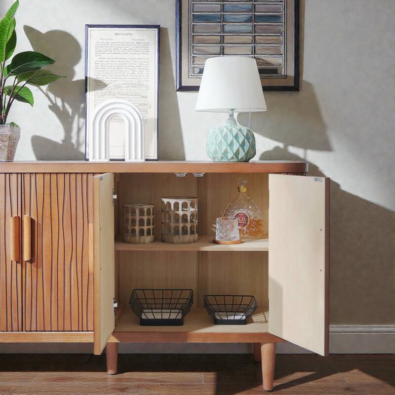 Accent Buffet Cabinet with Adjustable Shelves, Freestanding 4 Door Sideboard Cabinet for Hallway Dining Living Room