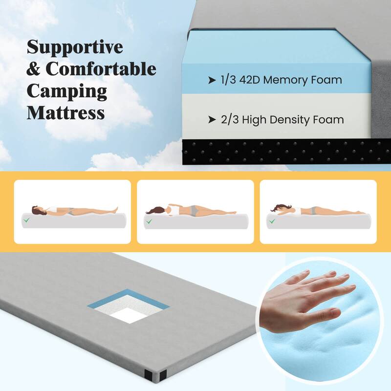 Goplus Memory Foam Camping Mattress with Anti-slip Bottom Travel Bag - See Details