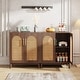 preview thumbnail 17 of 19, Set of 2 Rattan Sideboard, 59 Inch Buffet Cabinet with Doors, Accent Cabinet