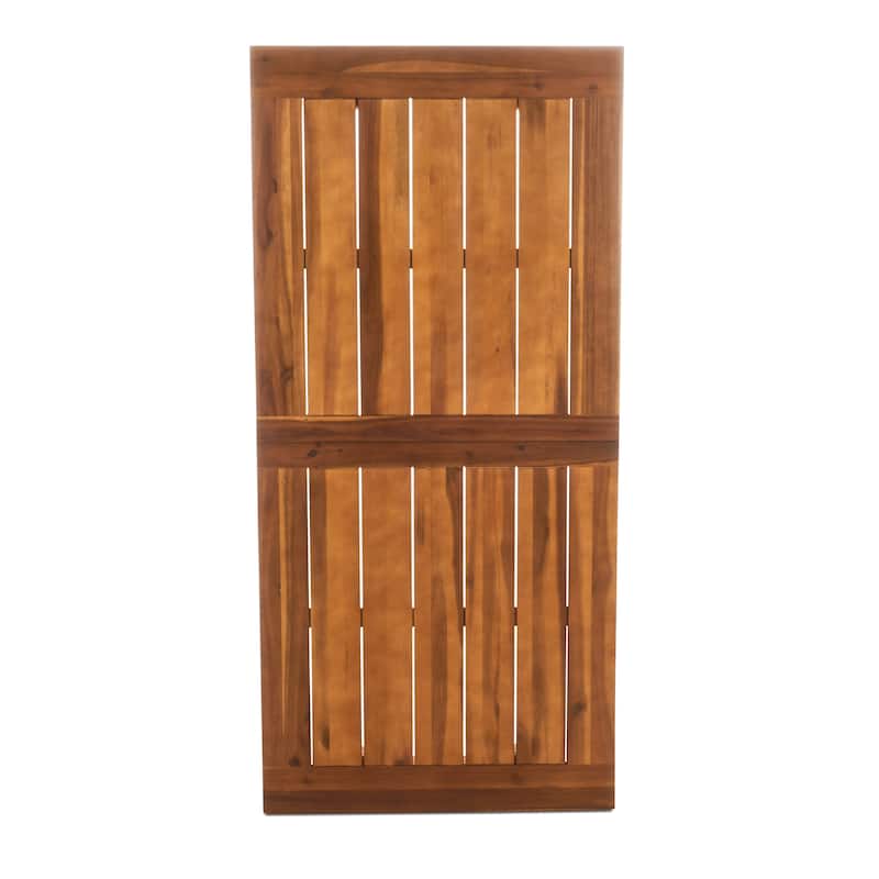 Della 69" Acacia Wood Dining Table - Teak Finish, Metal Frame, Modern Industrial Design, Weather-Resistant for Outdoor Use