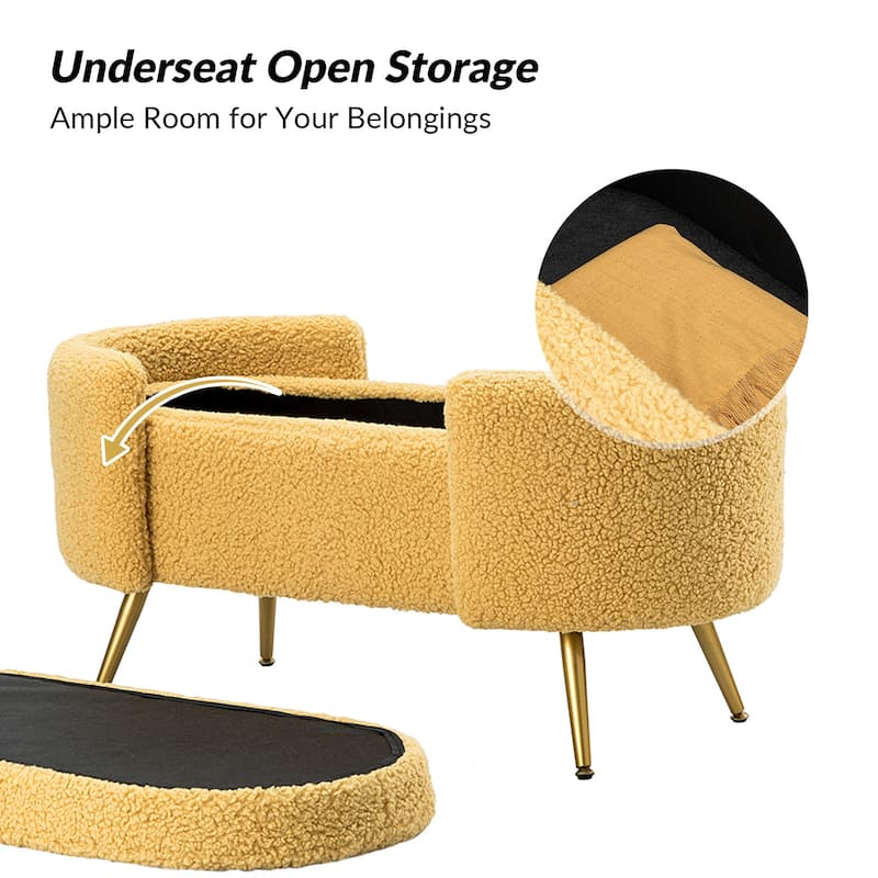 Clara 39.4" Wide Storage Bench with Metal Legs