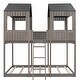 preview thumbnail 14 of 20, Wooden Castle House Bed Full Over Full Bunk Bed with Roof, Window, Guardrail, Ladder