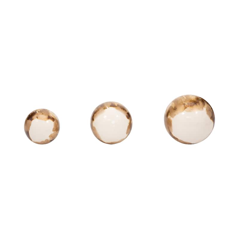Sagebrook Home Set Of 3 4/5/6" Metal Abstract Round Galaxy Orbs