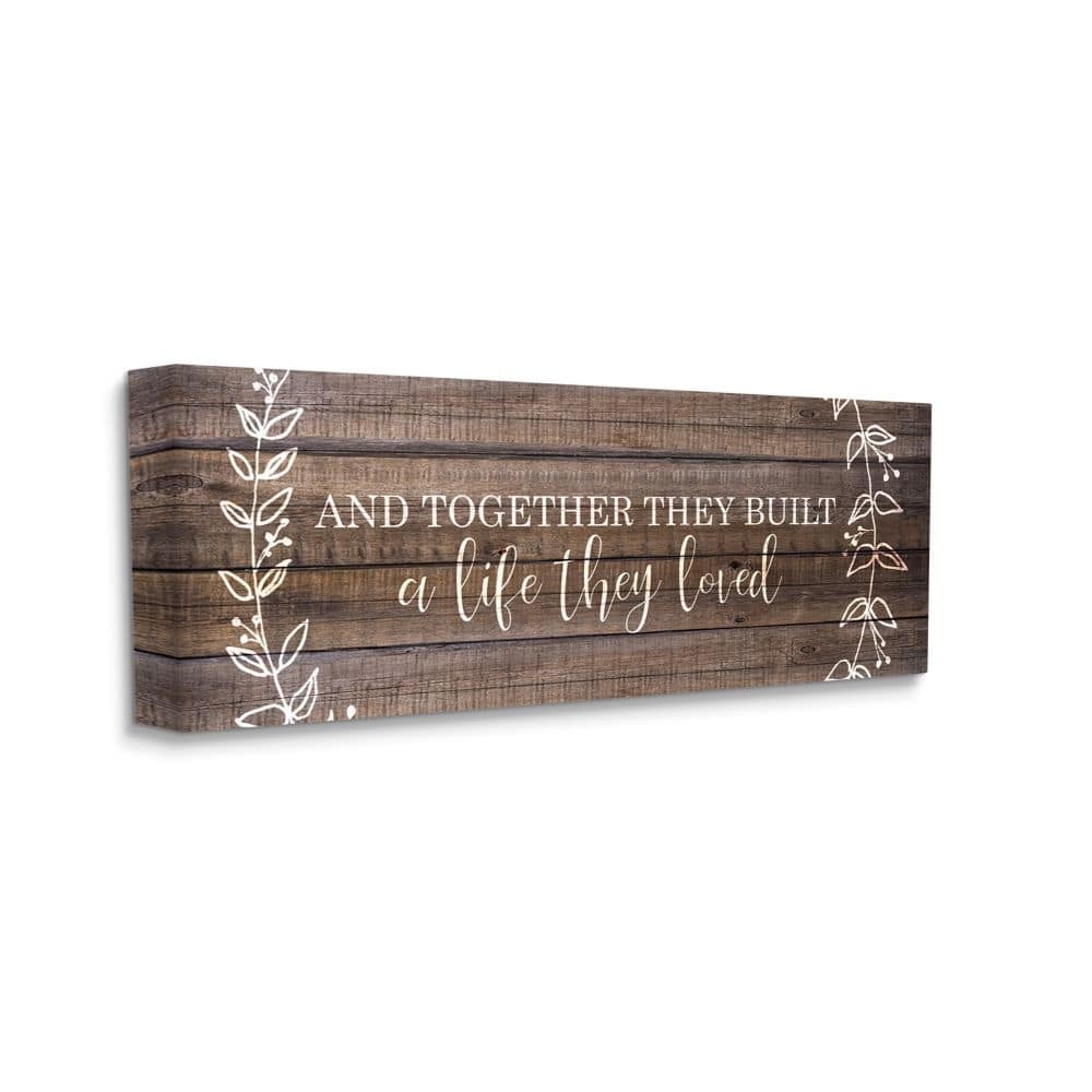 Stupell Together They Built Love Wood Pattern Vines Worded Phrase Canvas Wall Art