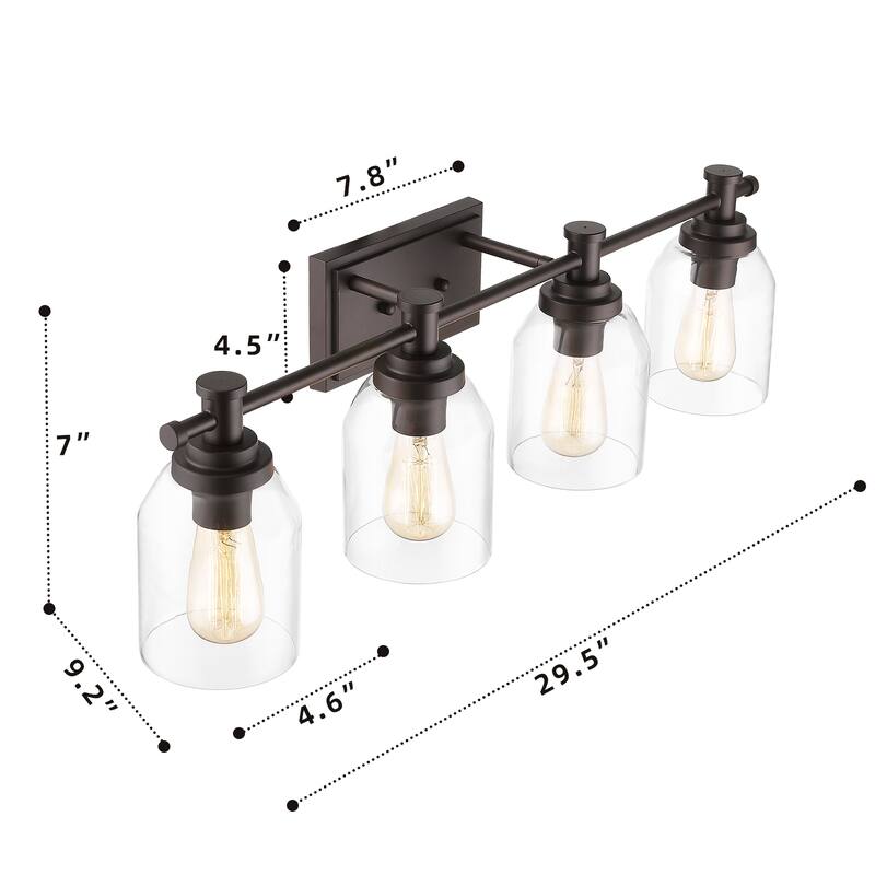 4-light Vanity Light, Wall Sconces, Bathroom Vanity Lights - ‎29.5"L x 9.2"W x 7"H