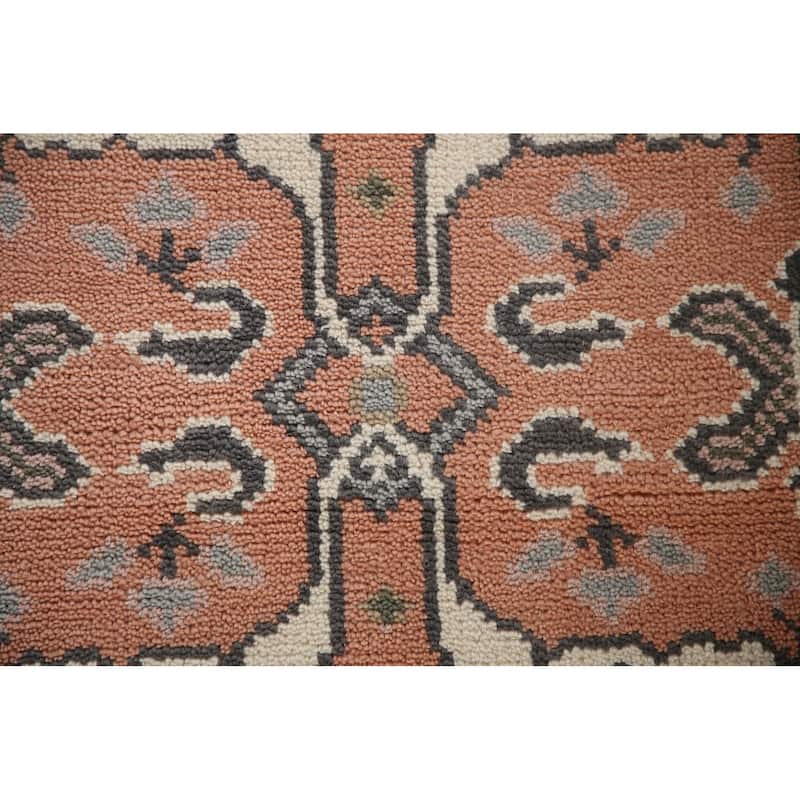 Floral Peach Oushak Style Runner Rug Hand-knotted Wool Carpet - 2'7"x 8'2"