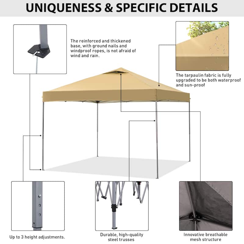Ainfox 10 x 10 ft Pop-Up Party Canopy Tent Gazebo