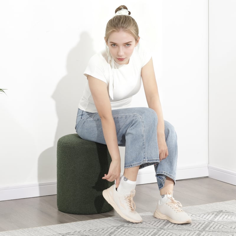 Adeco Ottoman Footrest Fabric Stool for Living Room Bedroom