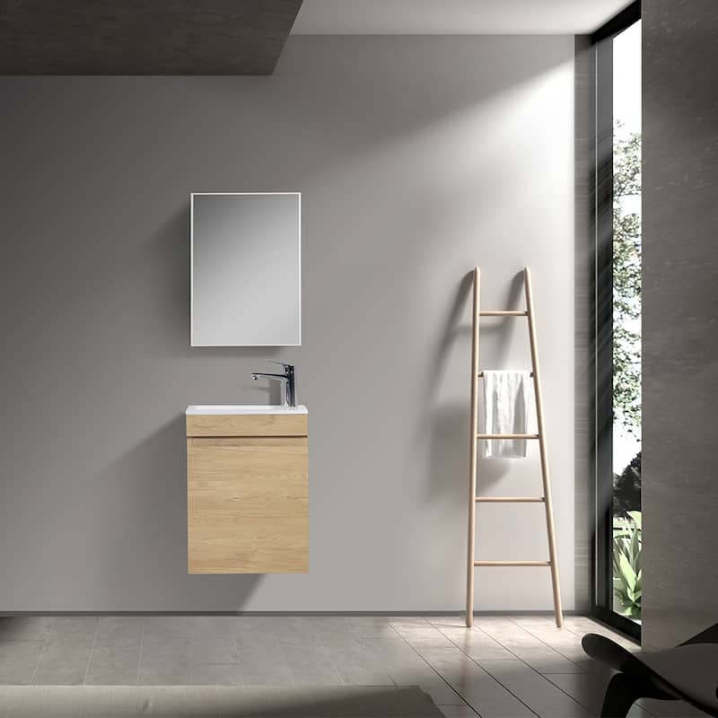 CASAINC 16" Wall Mounted Cabinet Vanity Set with Sink(2 Colors for Choosing)